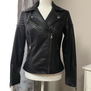 Marc New York by Andrew Marc black soft leather motorcycle jacket size XS EUC